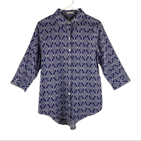 Chico's Tops - Chico's Button Up Shirt Womens White/Blue Size 0 paisley Ladies Shirt